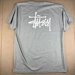Y2K Stussy T-Shirt Mens XXL Gray Pocket Logo‎ Graphic Skate Surf Streetwear Tee